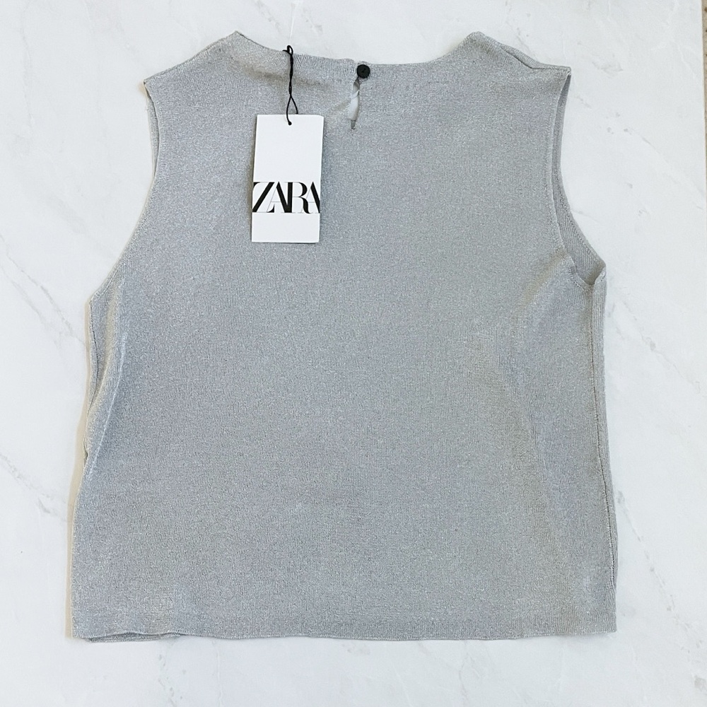 Zara Metallic Knit Sleeveless Top M - Picture 5 of 5